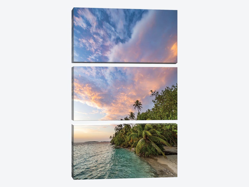 Dramatic Sunrise At The Beach On A Tropical Island In The Maldives by Jan Becke 3-piece Art Print