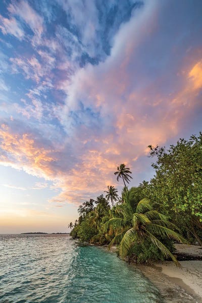Fine Art Print: Dramatic Sunrise At The Beach On A Tropical Island In The Maldives by Jan Becke