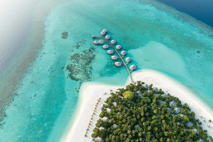 Aerial View Of A Luxury Beach Resort On The Maldives