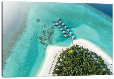Aerial View Of A Luxury Beach Resort On The Maldives Canvas Art Print - Maldives