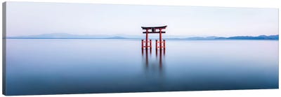 Floating Torii Gate At Lake Biwa, Japan Canvas Art Print - 3-Piece Beach Art
