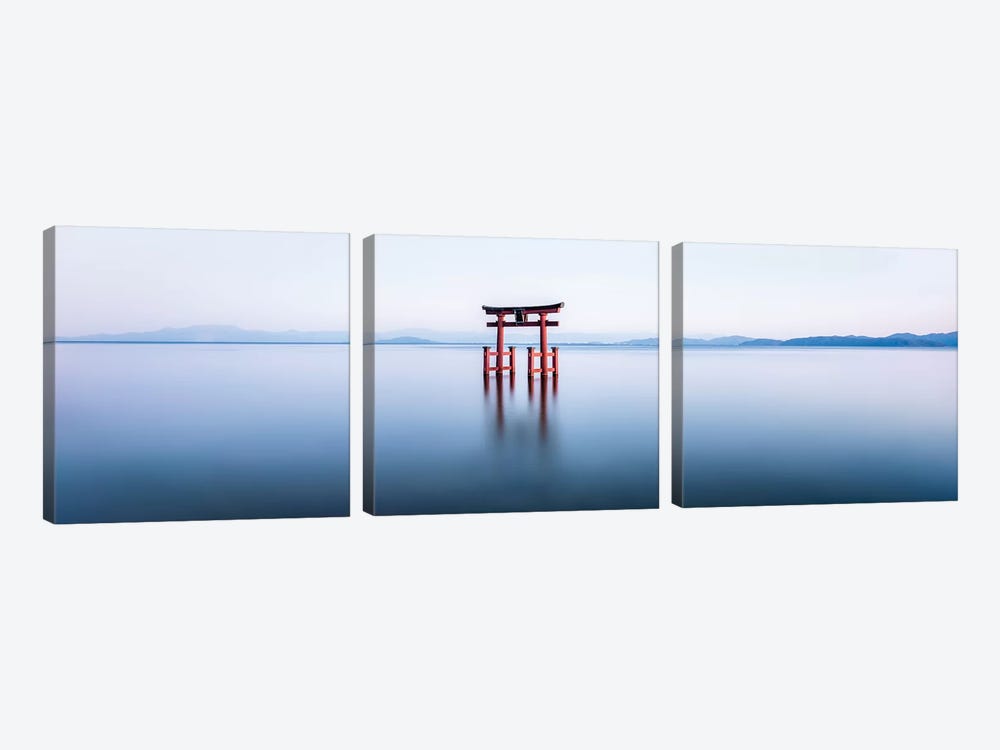 Floating Torii Gate At Lake Biwa, Japan by Jan Becke 3-piece Canvas Artwork