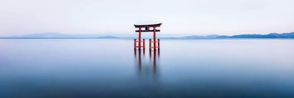 Zen Décor: Floating Torii Gate At Lake Biwa, Japan by Jan Becke