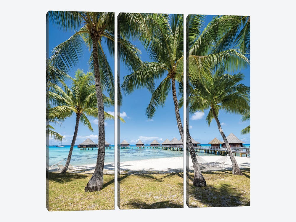 Summer Vacation On The Beach In The South Seas, French Polynesia by Jan Becke 3-piece Canvas Wall Art