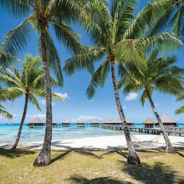 Fine Art Print: Summer Vacation On The Beach In The South Seas, French Polynesia by Jan Becke