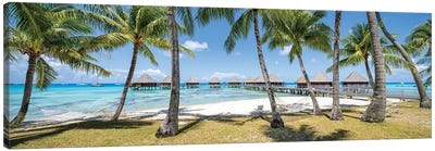 Beach Panorama In French Polynesia Canvas Art Print - French Polynesia