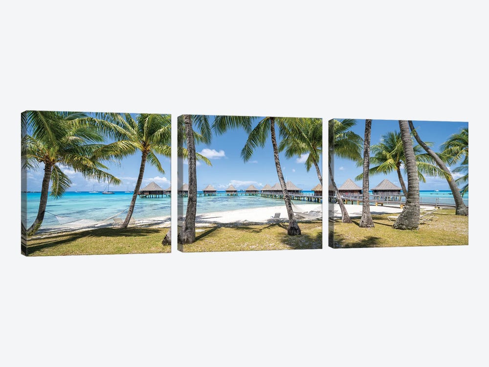 Beach Panorama In French Polynesia by Jan Becke 3-piece Canvas Artwork