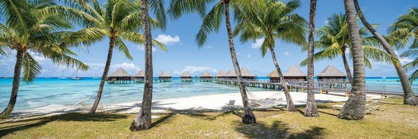 Canvas Print: Beach Panorama In French Polynesia by Jan Becke