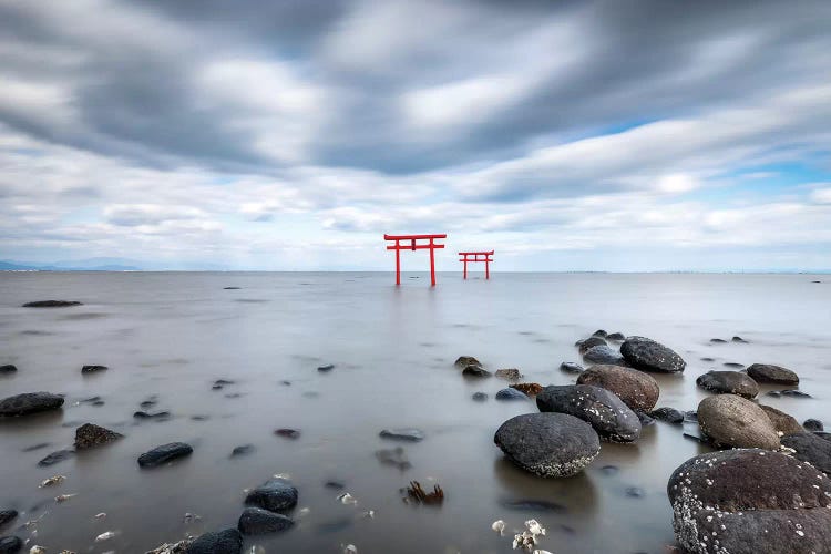 Torii Of The Oouo Shrine In The Araike Sea, Japan