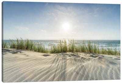 Sandy Dune Beach On A Sunny Day Canvas Art Print - 3-Piece Beach Art