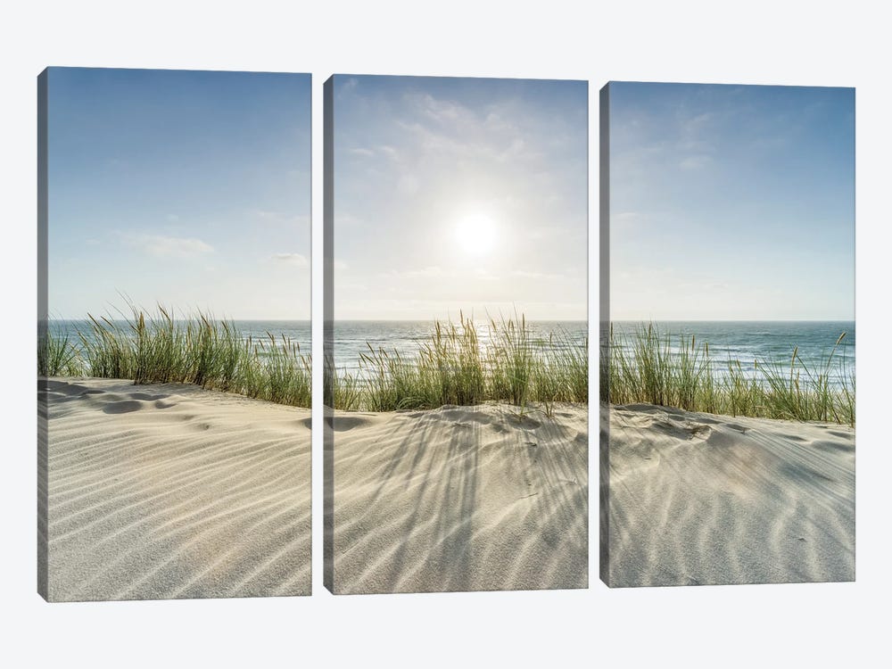 Sandy Dune Beach On A Sunny Day by Jan Becke 3-piece Canvas Wall Art