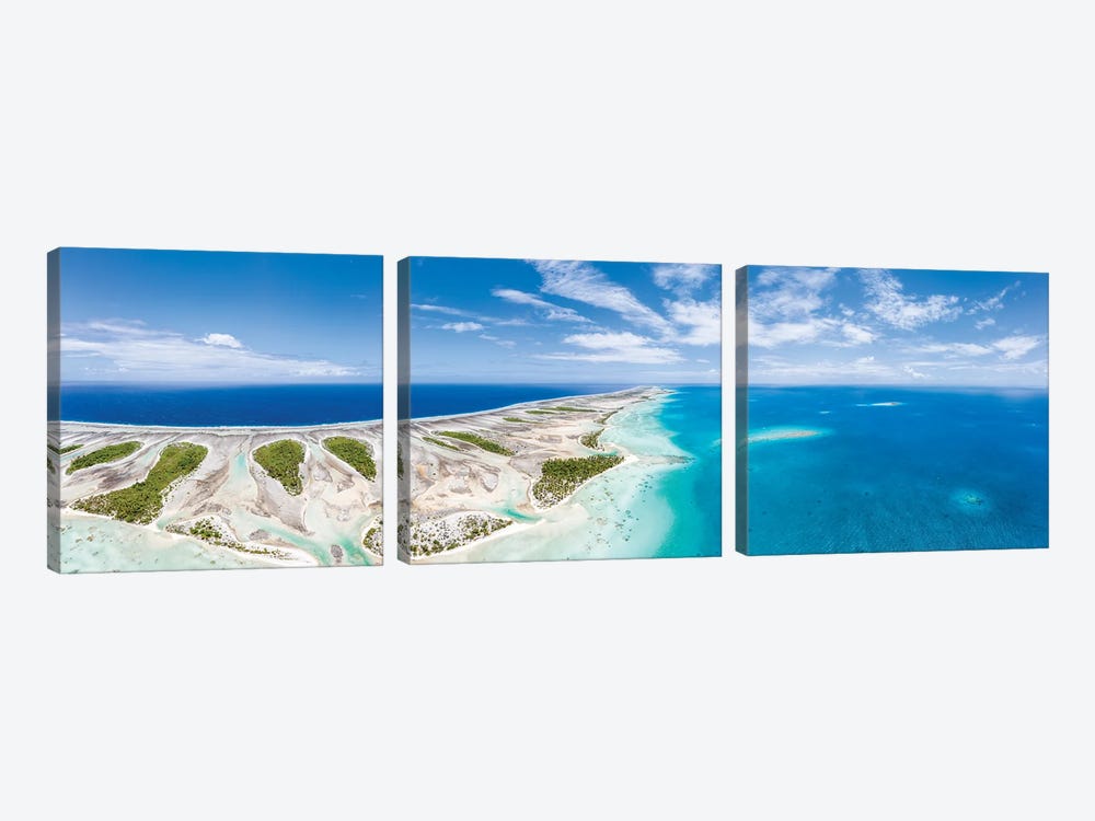 Aerial Panorama Of The Tikehau Atoll In French Polynesia by Jan Becke 3-piece Art Print