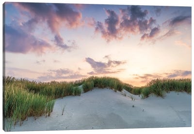 Dramatic Sunset On The Dune Beach Canvas Art Print - Island Art