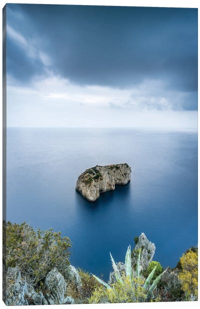 Scoglio Del Monacone Rock, Capri, Italy Canvas Art Print - Cliff Art