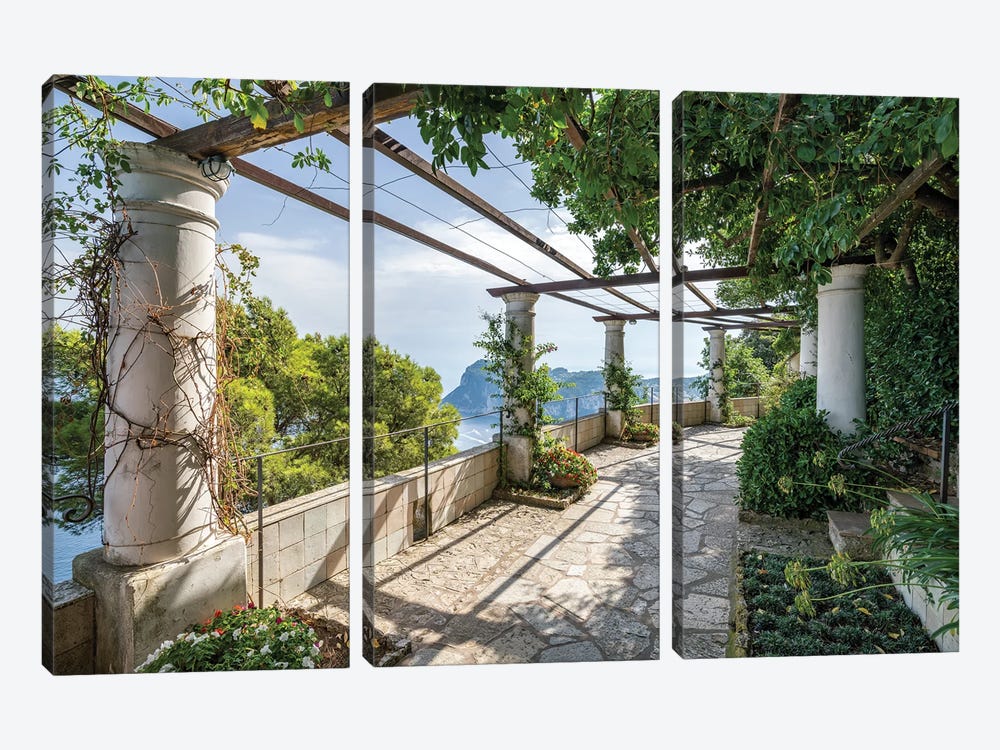 Pergola At The Villa San Michele, Capri Island, Italy by Jan Becke 3-piece Canvas Wall Art