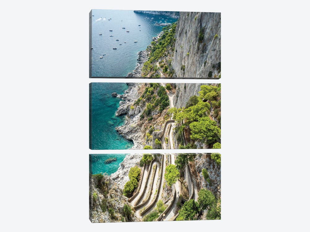 Historic Via Krupp Footpath, Capri Island, Italy by Jan Becke 3-piece Canvas Print