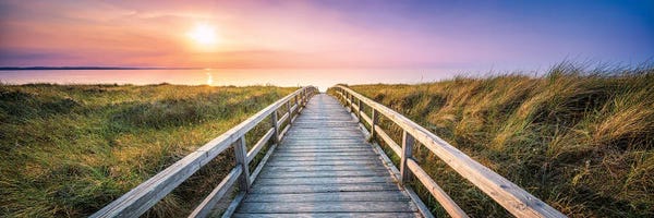 Coastal Sand Dunes: Beautiful Sunset Panorama At The Dune Beach by Jan Becke