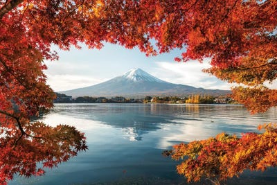 Mount Fuji At Lake Kawaguchiko During Aut - Canvas Artwork | Jan Becke