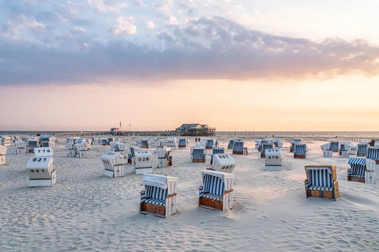 Sunrise At The North Sea beach, Sankt Peter-Ording, Schleswig-Holstein, Germany