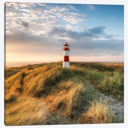 Red Lighthouse At The North Sea Coast, Sylt, Schleswig-Holstein, Germany Canvas Print #JNB2331} by Jan Becke Canvas Wall Art