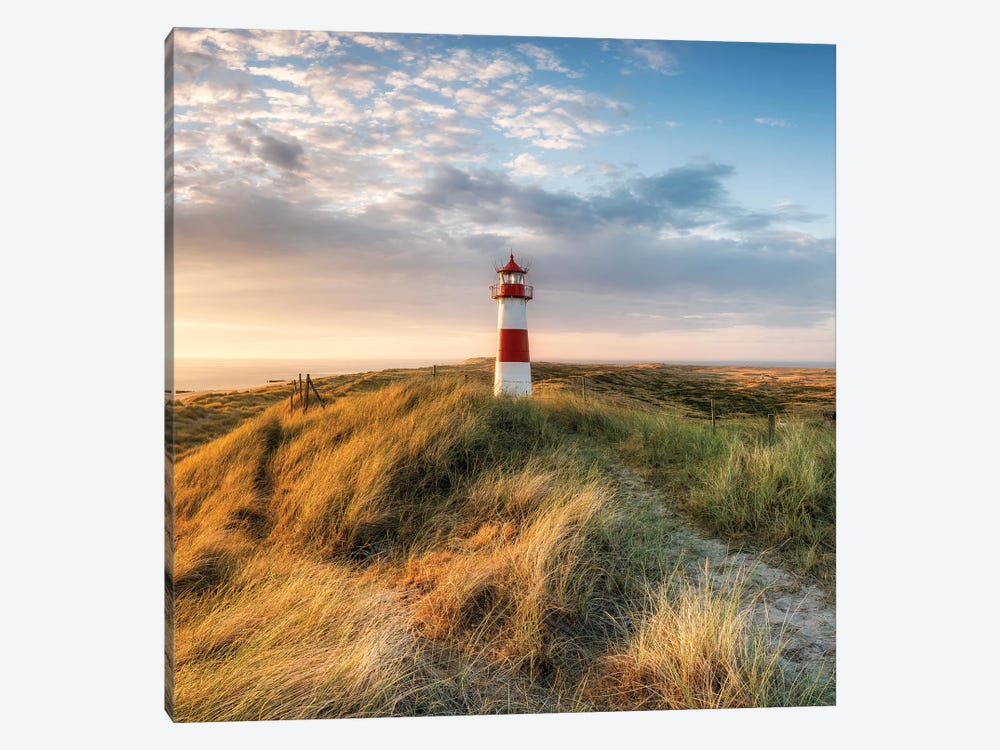 Red Lighthouse At The North Sea Coast, Sylt, Schleswig-Holstein, Germany by Jan Becke 1-piece Canvas Wall Art