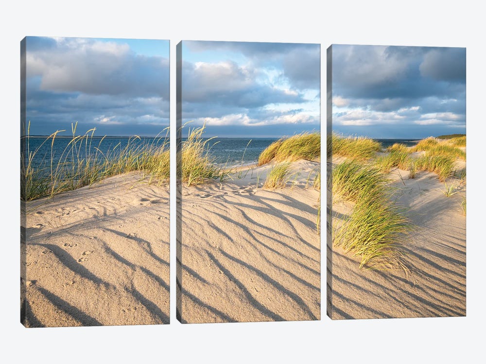 Sand Dunes With Beach Grass On A Sunny Day by Jan Becke 3-piece Canvas Art Print