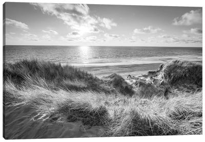 Dune Beach In Black And White Canvas Art Print - Coastal Sand Dune Art
