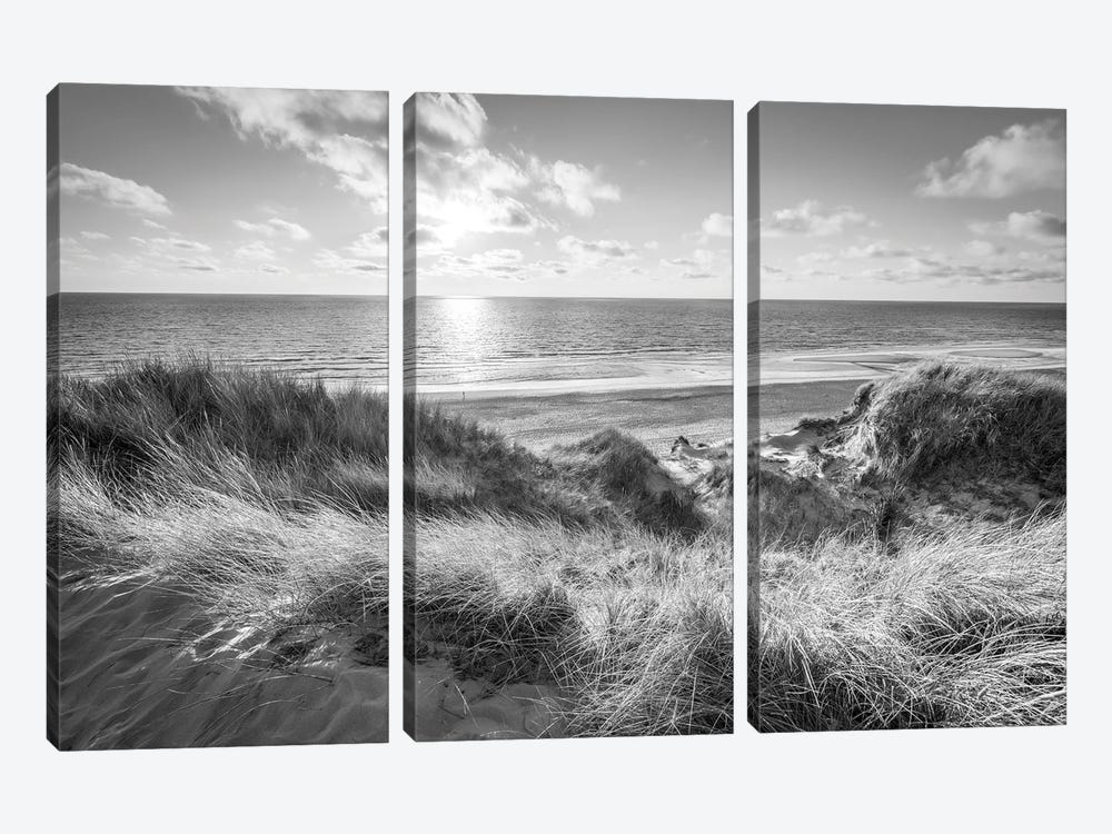 Dune Beach In Black And White by Jan Becke 3-piece Art Print