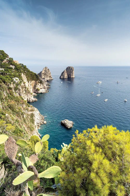 Faraglioni Rocks Seen From Giardini Di Augusto (Gardens Of Augustus), Capri Island, Italy