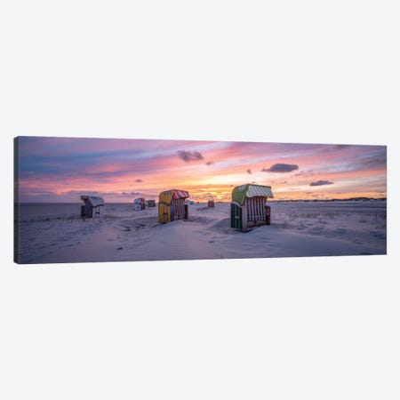 Beach Chairs At Sunset, North Sea Coast, Germany Canvas Print #JNB2346} by Jan Becke Canvas Artwork