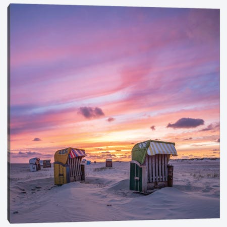 Sunset At The Beach, North Sea Coast, Germany Canvas Print #JNB2347} by Jan Becke Canvas Art
