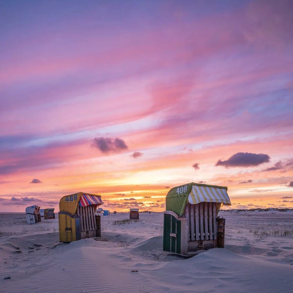 Coastal Sand Dunes: Sunset At The Beach, North Sea Coast, Germany by Jan Becke