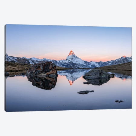 Panoramic View Of Stellisee And Matterhorn At Sunrise Canvas Print #JNB234} by Jan Becke Canvas Print