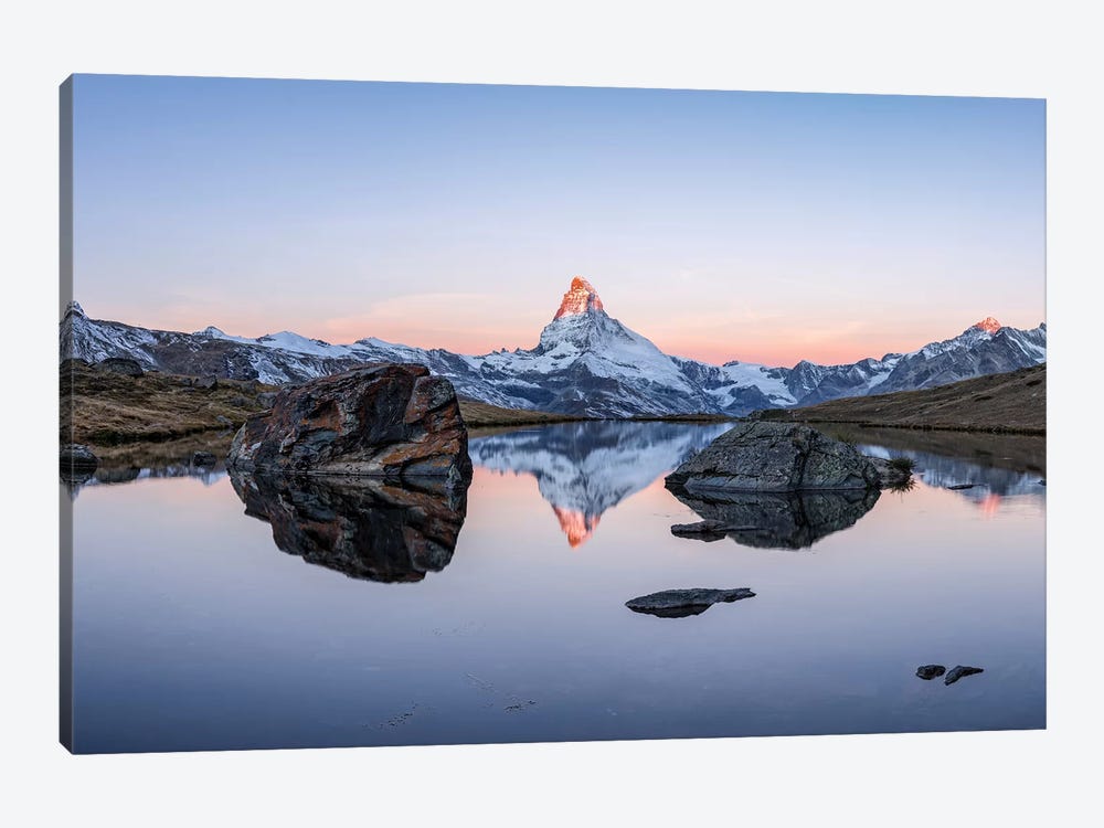 Panoramic View Of Stellisee And Matterhorn At Sunrise by Jan Becke 1-piece Canvas Art Print