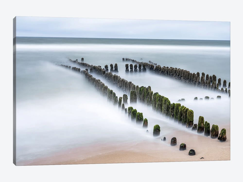 Wooden Groyne At The North Sea Coast by Jan Becke 1-piece Canvas Art Print