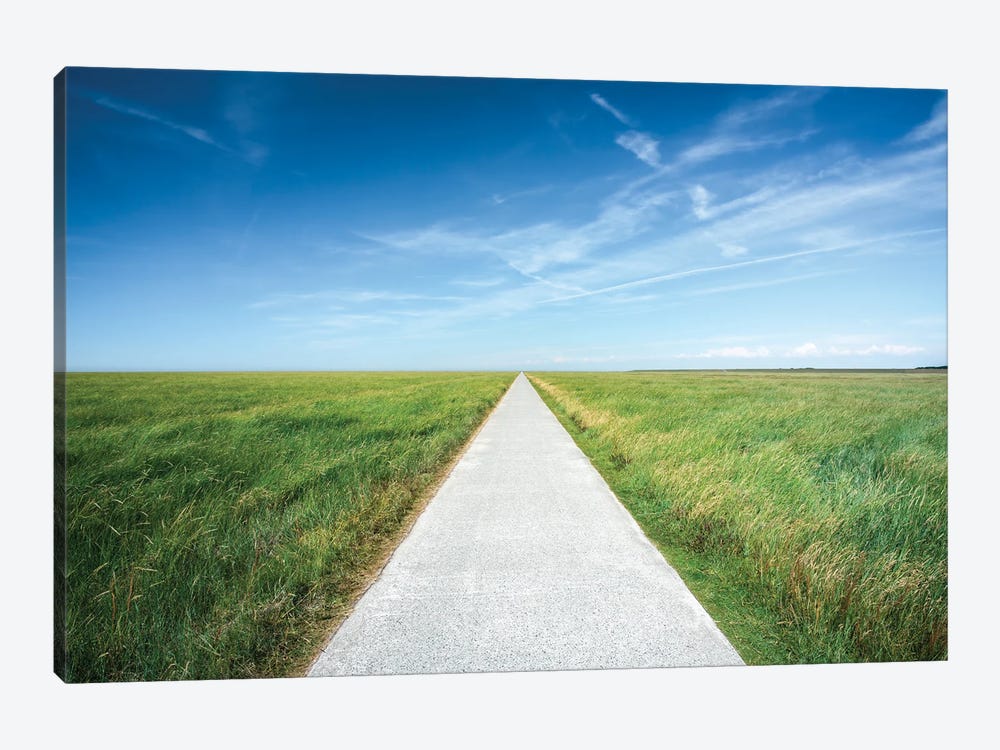 Endless Road Along A Green Meadow by Jan Becke 1-piece Canvas Print