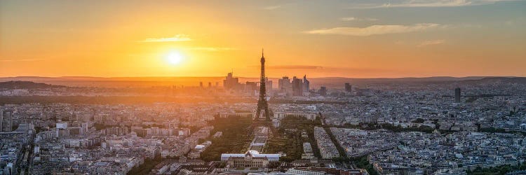 Paris Skyline Panorama At Sunset In Summer