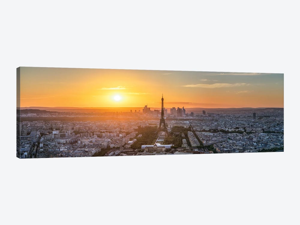 Paris Skyline Panorama At Sunset In Summer by Jan Becke 1-piece Canvas Art