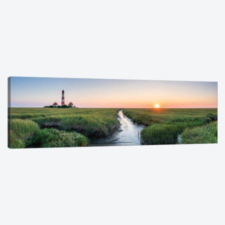 Westerheversand Lighthouse Panorama At Sunset, North Sea Coast, Schleswig-Holstein, Germany Canvas Print #JNB2357} by Jan Becke Art Print