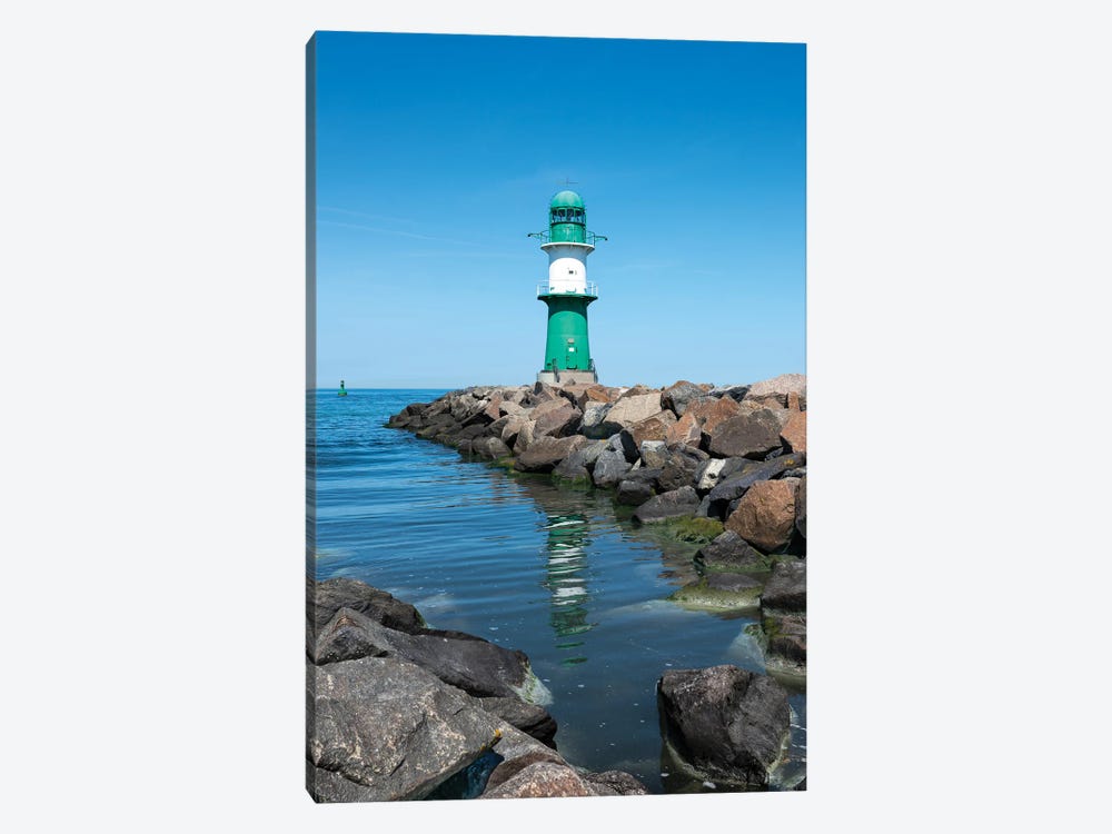 Lighthouse Molenfeuer Westmole In Summer, Warnemünde, Rostock, Mecklenburg-Vorpommern, Germany by Jan Becke 1-piece Art Print