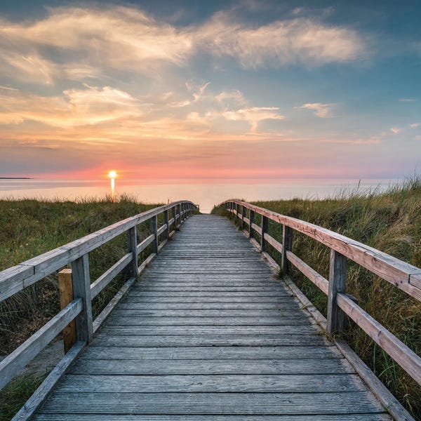 Lighthouses: Walk Along The Dune Beach At Sunset by Jan Becke