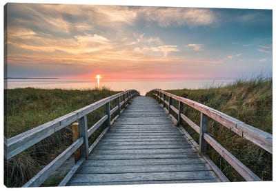 Wooden Pathway To The Beach Canvas Art Print - Nautical Scenic Photography