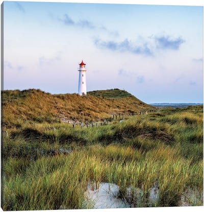 Lighthouse At The Dune Beach, North Sea Coast, Schleswig-Holstein, Sylt, Germany Canvas Art Print - Sylt Art