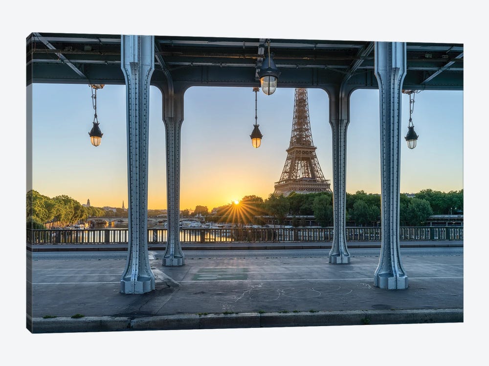 Pont De Bir-Hakeim And Eiffel Tower At Sunrise In Paris, France by Jan Becke 1-piece Canvas Art Print