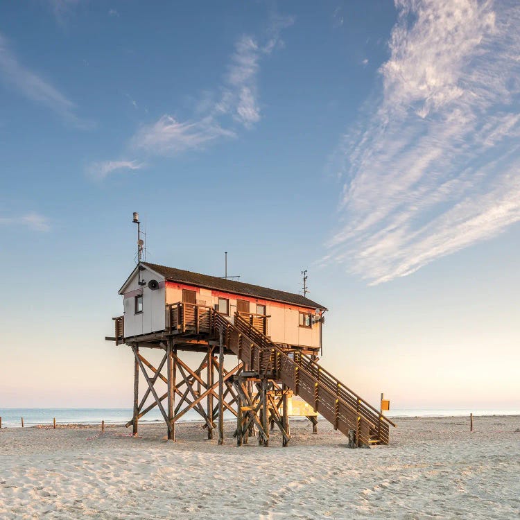 Stilt House At The Beach, Sankt Peter-Ording, Schleswig-Holstein, Germany by Jan Becke wall art