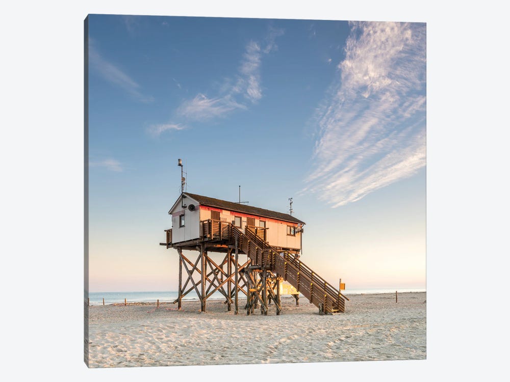 Stilt House At The Beach, Sankt Peter-Ording, Schleswig-Holstein, Germany by Jan Becke 1-piece Canvas Art