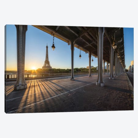 Pont De Bir-Hakeim And Eiffel Tower At Sunrise, Paris, France Canvas Print #JNB2372} by Jan Becke Canvas Art