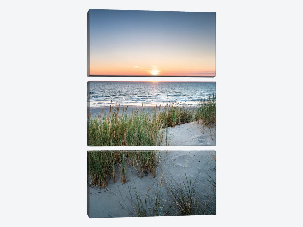 Dune Landscape At The Beach During Sunset by Jan Becke 3-piece Canvas Wall Art