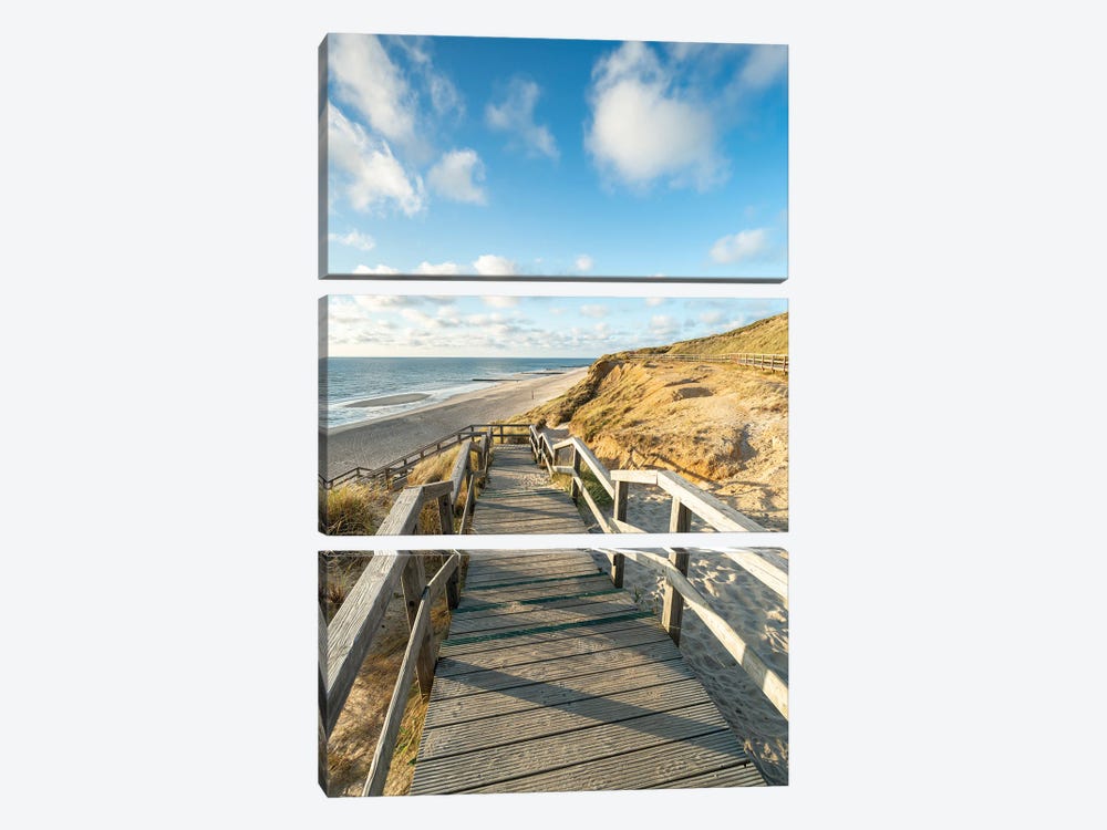 Pathway To The Beach, North Sea Coast, Kampen, Sylt, Schleswig-Holstein, Germany by Jan Becke 3-piece Canvas Art Print