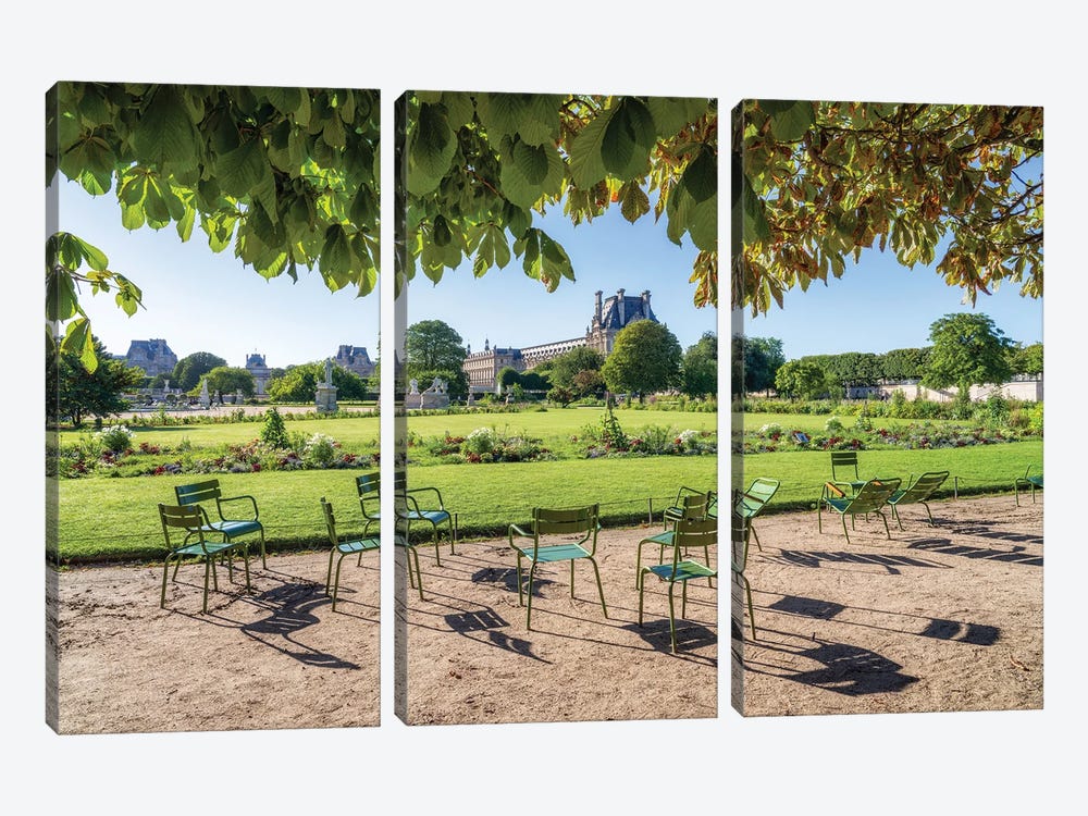 Tuileries Garden (Jardin Des Tuileries) In Summer, Paris, France by Jan Becke 3-piece Canvas Wall Art